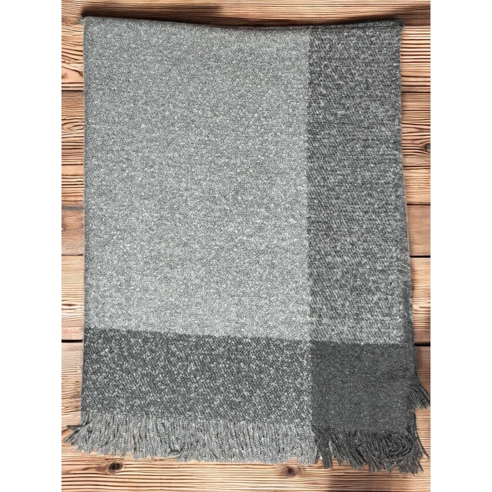 Pottery Barn Throw Blanket 50‎ x 60 Gray Fringe Lightweight Acrylic Blend Soft